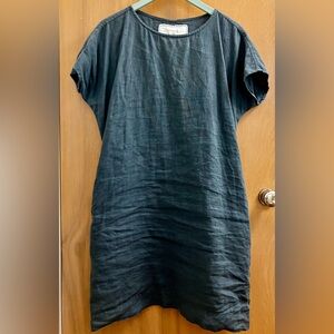 notPERFECTLINEN Grey Blue Short Sleeve Dress Tunic in XS